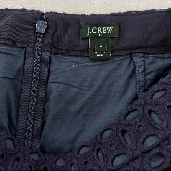 J. Crew Navy Blue Eyelet Mini Skirt, Size 2 - Picture 11 of 12